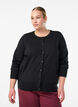 Finstrikket cardigan med rund hals, Svart, Model image number 0