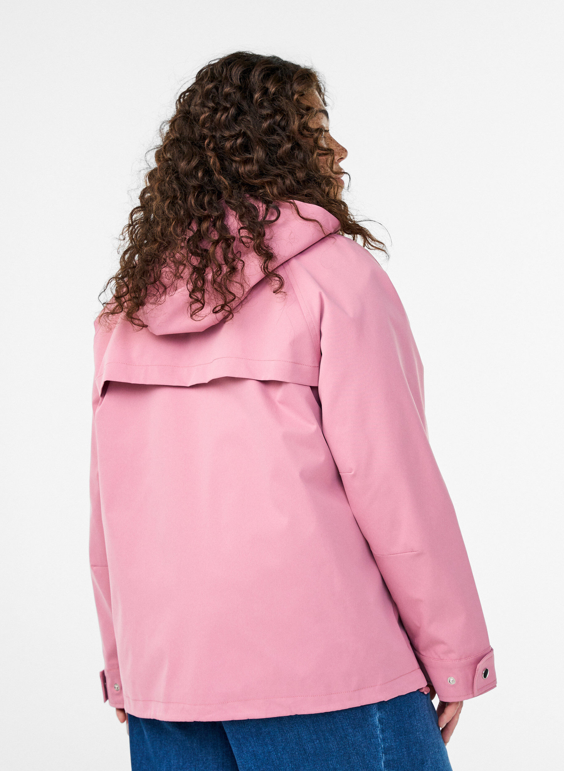 ZizziKort v&aring;rjakke med avtagbar hette, Rosa, Model image number 2