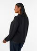 Bluse med V-hals og heklet b&aring;nd, Svart, Model image number 2