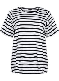 T-skjorte i økologisk bomull med striper, Black Stripes
