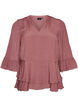 Bluse med 3/4-ermer og volangdetaljer, Rosa, Packshot image number 0