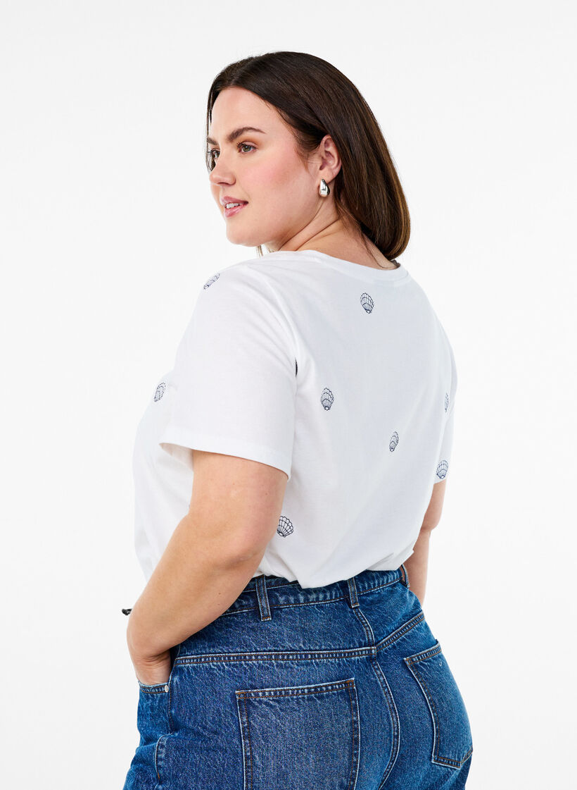 T-skjorte i &oslash;kologisk bomull med broderte motiv, Hvit, Model image number 2