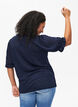 Bluse med V-hals og hullmønster, Navy Blazer, Model image number 1