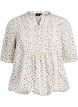 Bluse med trykk og 1/2 ermer, Hvit, Packshot image number 0