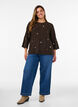Strikkebluse med sm&aring; broderte motiver, Brun, Model image number 1
