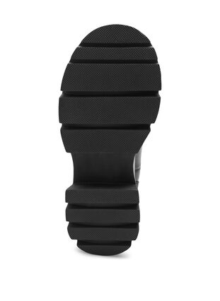 Vidtfôret lærstøvel med lang skaft og elastikk, Black, Packshot image number 3
