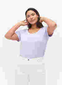 Ensfarget basis T-skjorte i bomull, Lavender, Model