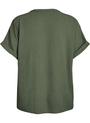 Zizzi Løs bluse med korte ermer, Grønn, Packshot image number 1