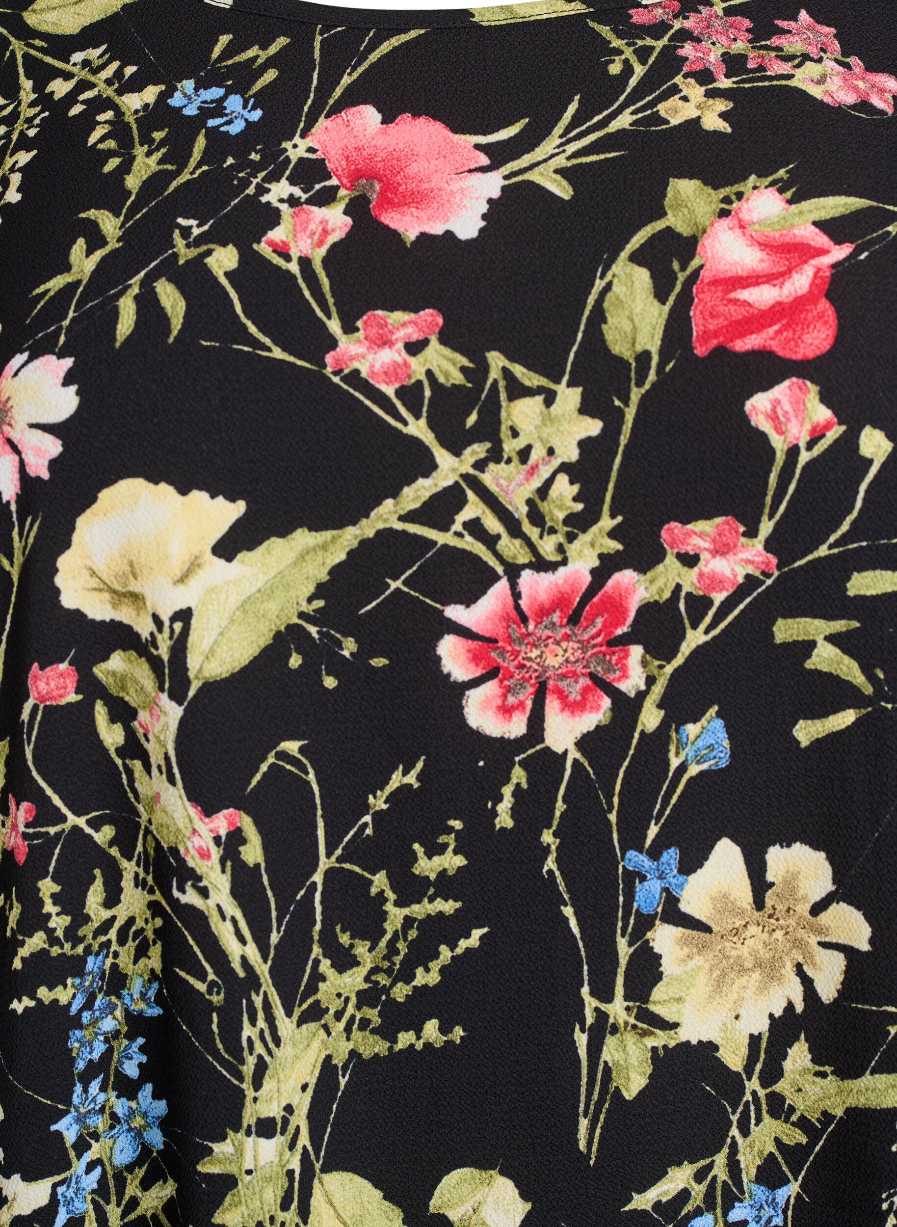 Zizzi Kjole med trykk og korte ermer, Svart, Packshot image number 2