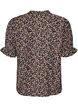 Bluse i blomstrete viskose med korte ermer og smokkdetaljer, Bl&aring;, Packshot image number 1