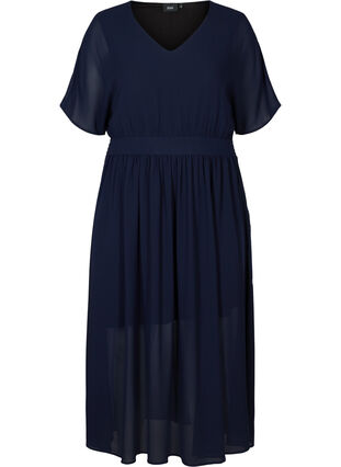 Lang kjole med smock og korte ermer, Night Sky, Packshot image number 0