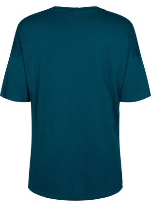 T-skjorte i bomull med trykk, Deep Teal/Sea Pink, Packshot image number 1