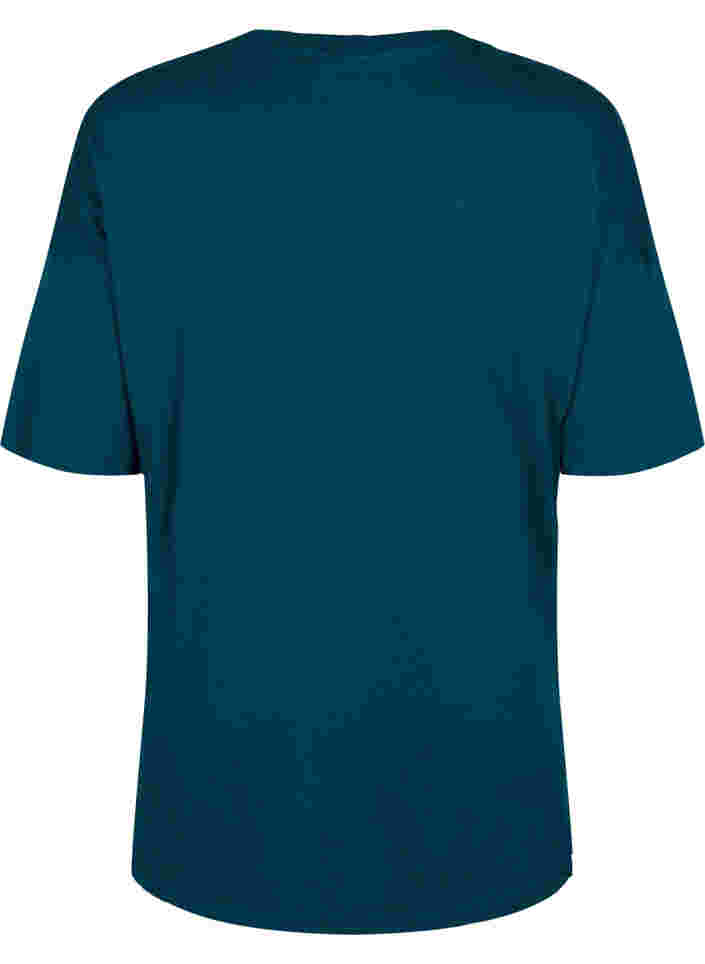 T-skjorte i bomull med trykk, Deep Teal/Sea Pink, Packshot image number 1