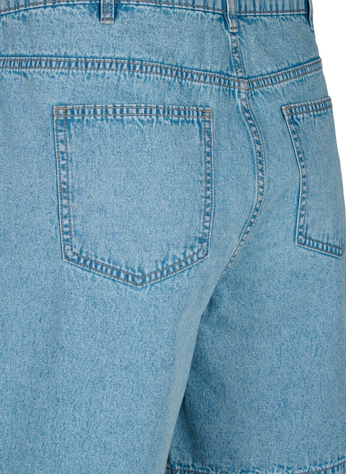 Dongerishorts med høy midje, Light Blue Denim, Packshot image number 3