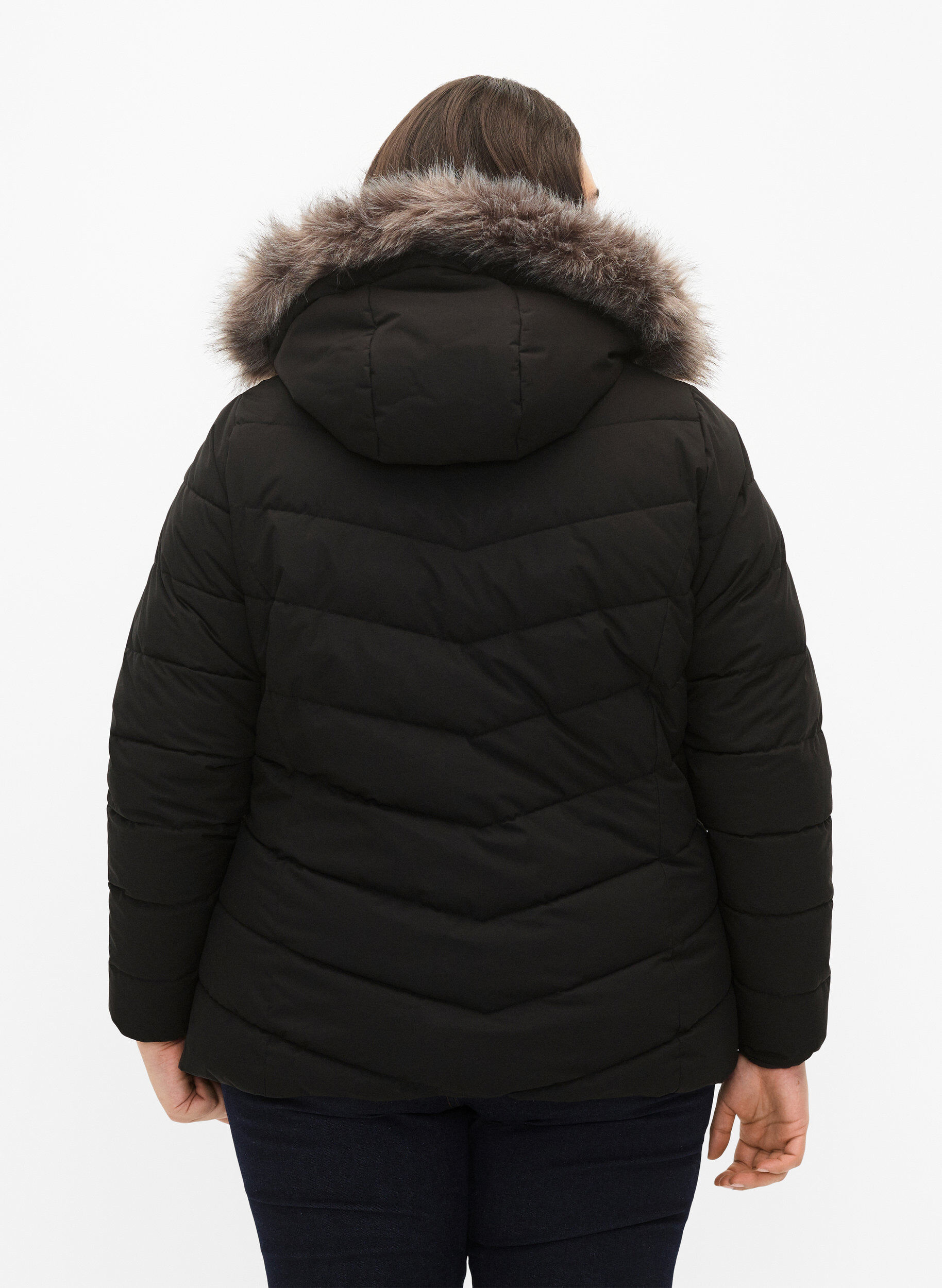ZizziKort boblejakke med hette, Svart, Model image number 2