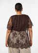 Kortermet bluse med blonder og knyting, Brun, Model image number 2
