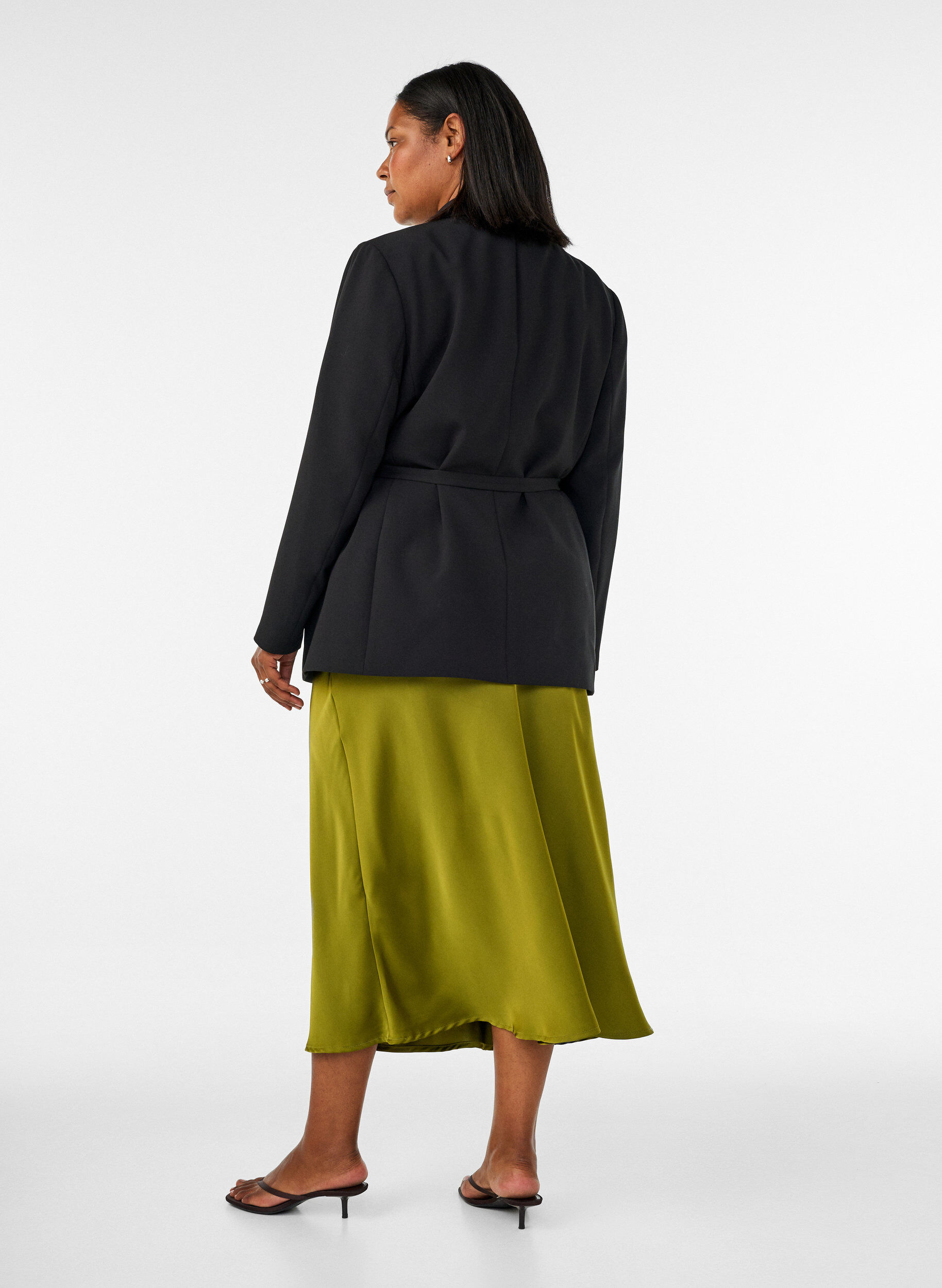 ZizziMidiskj&oslash;rt i sateng, Gr&oslash;nn, Model image number 1