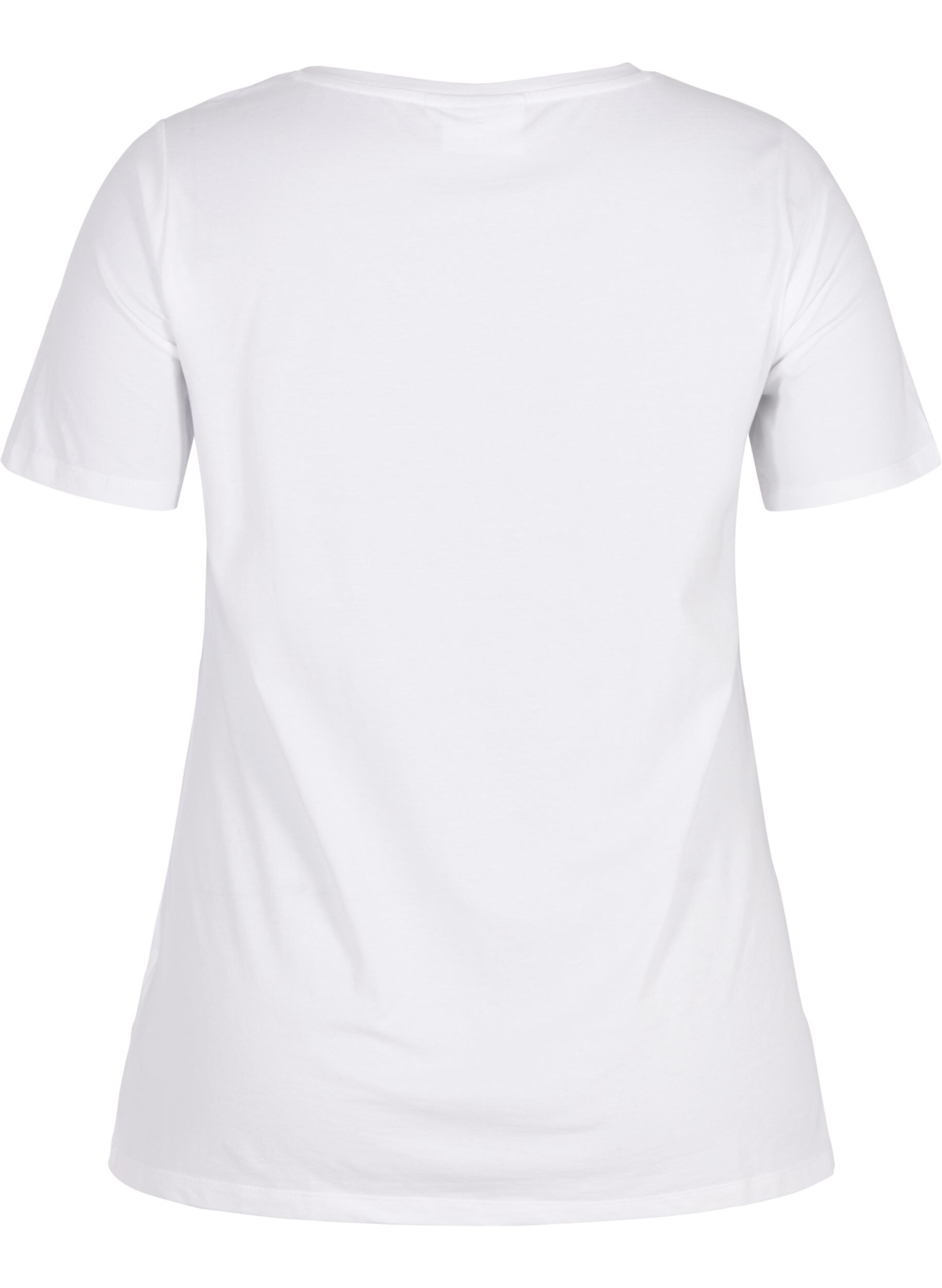 ZizziEnsfarget basis T-skjorte i bomull, Hvit, Packshot image number 1