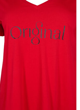 T-skjorte i bomull med trykk og V-hals, Tango Red ORI, Packshot image number 2