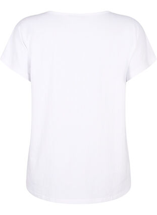 T-skjorte med V-hals og brystlomme, Bright White, Packshot image number 1