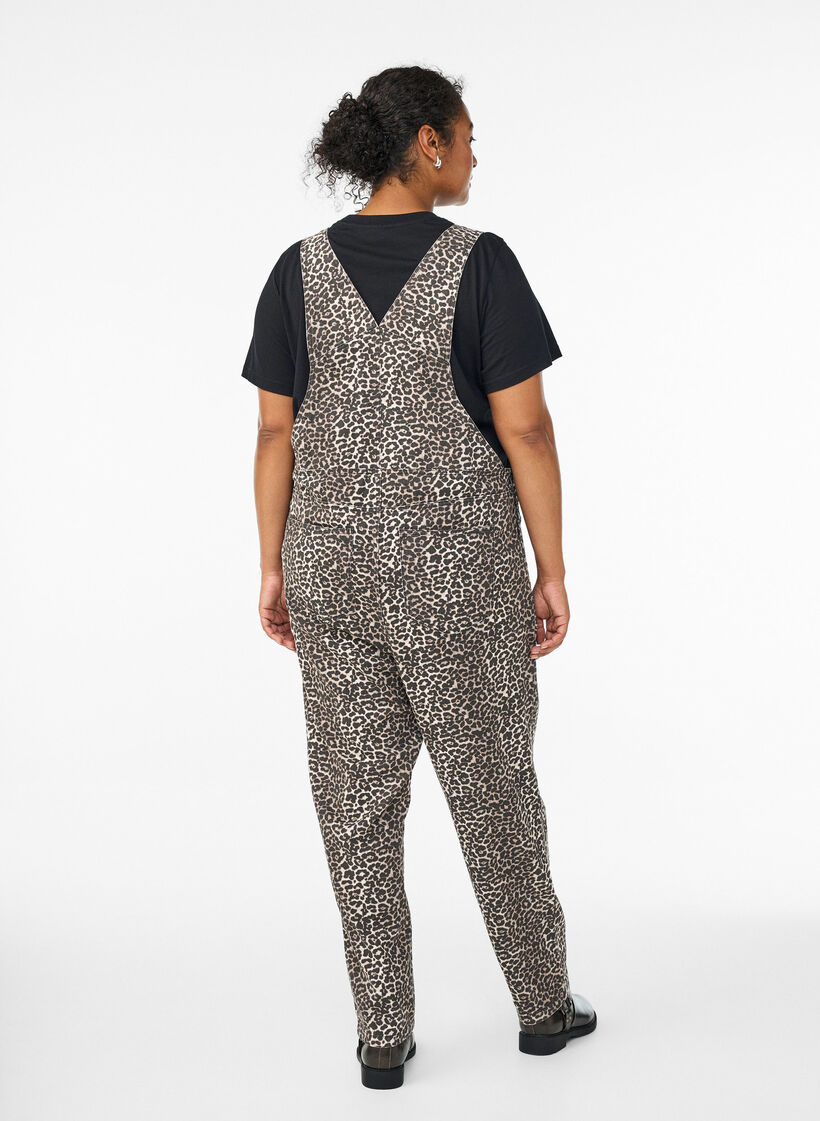 Leopardmønstret denim-snekkerbukse., Light LEO, Model