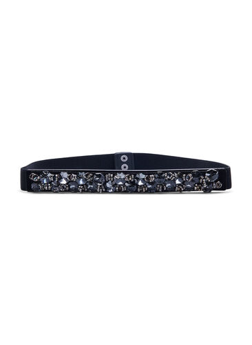 Elastisk midjebelte med strass, Black, Packshot image number 0
