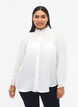 Skjortebluse med volangdetaljer, Bright White, Model image number 0