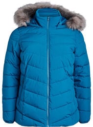Kort boblejakke med hette, Ink Blue