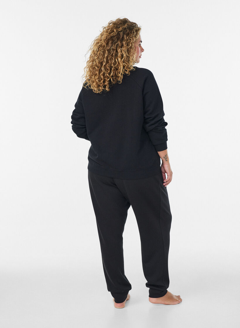 Sweat cardigan med h&oslash;y krage og glidel&aring;s, Svart, Model image number 2