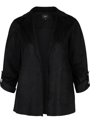 Åpen jakke med store lommer, Black, Packshot image number 0