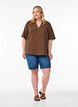 Kortermet bluse med V-hals, Brun, Model image number 1