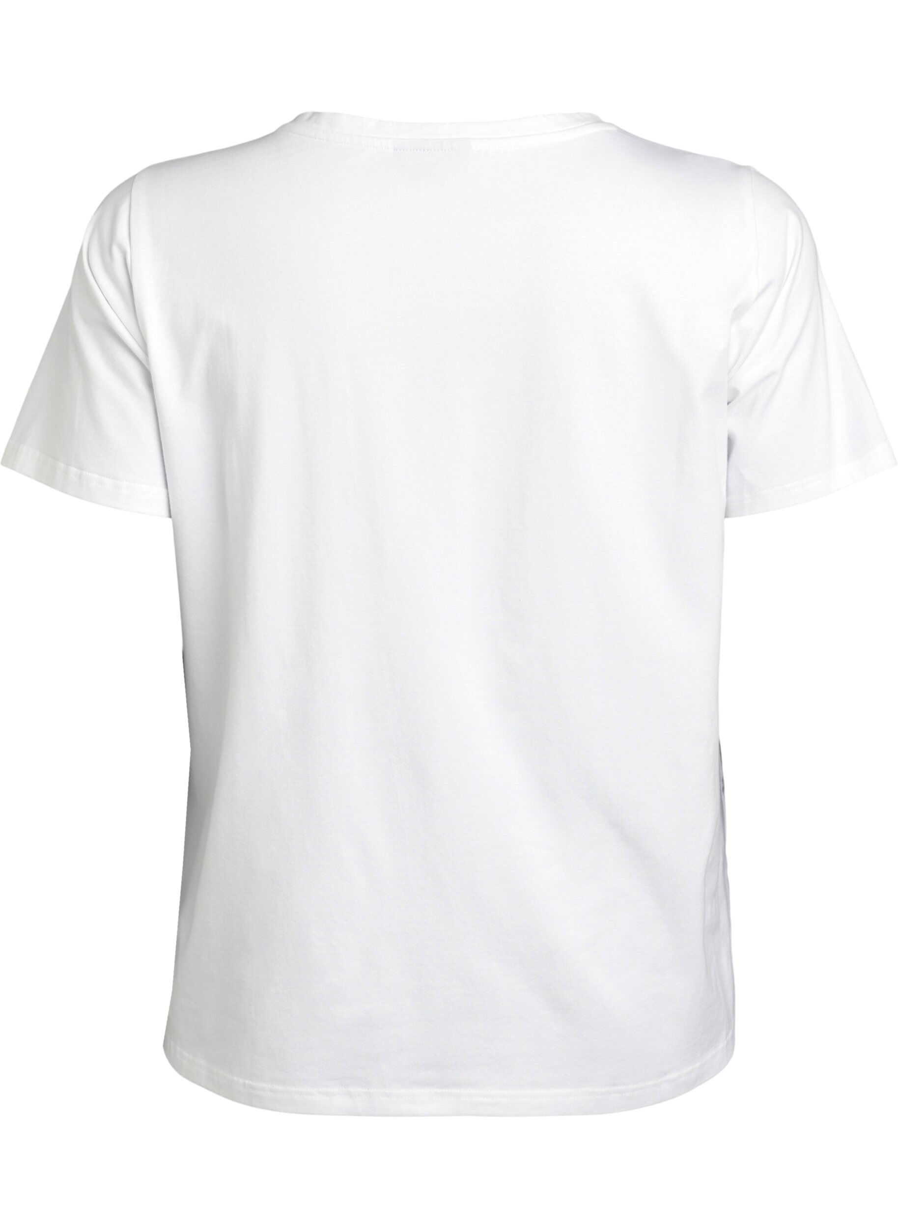 Zizzi T-skjorte i organisk bomull med blomsterm&oslash;nster, B. White w. Rose, Packshot image number 1