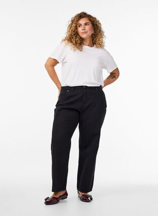 Zizzi Løse jeans med avkortet lengde, Black Washed, Model image number 0