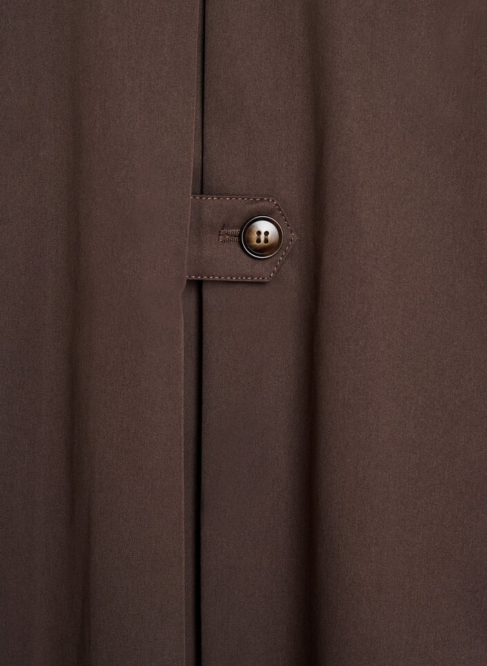 Kort trenchcoat med krage og raglanermer, Brun, Packshot image number 4