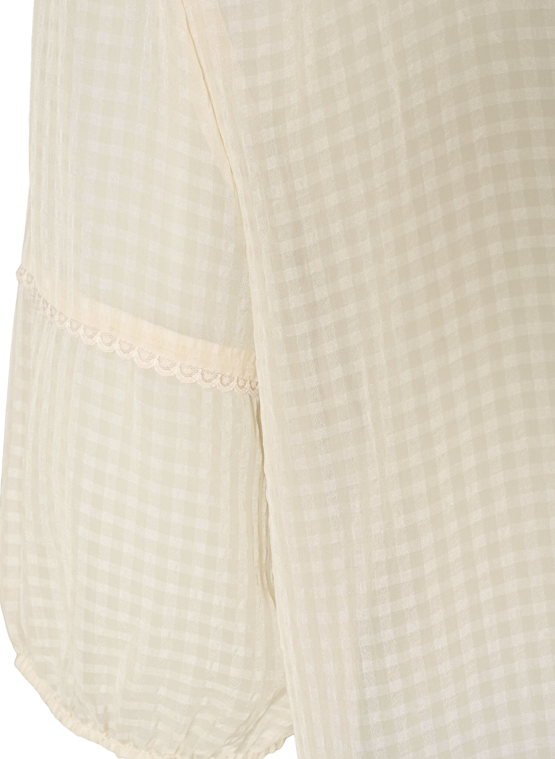 ZizziBluse i seersucker med knytesnor, Beige, Packshot image number 3