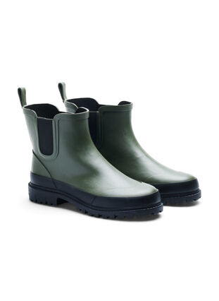Korte gummistøvler med wide fit, Army Green/Black, Packshot image number 1