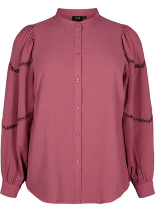 Skjortebluse med heklede detaljer, Dry Rose, Packshot image number 0