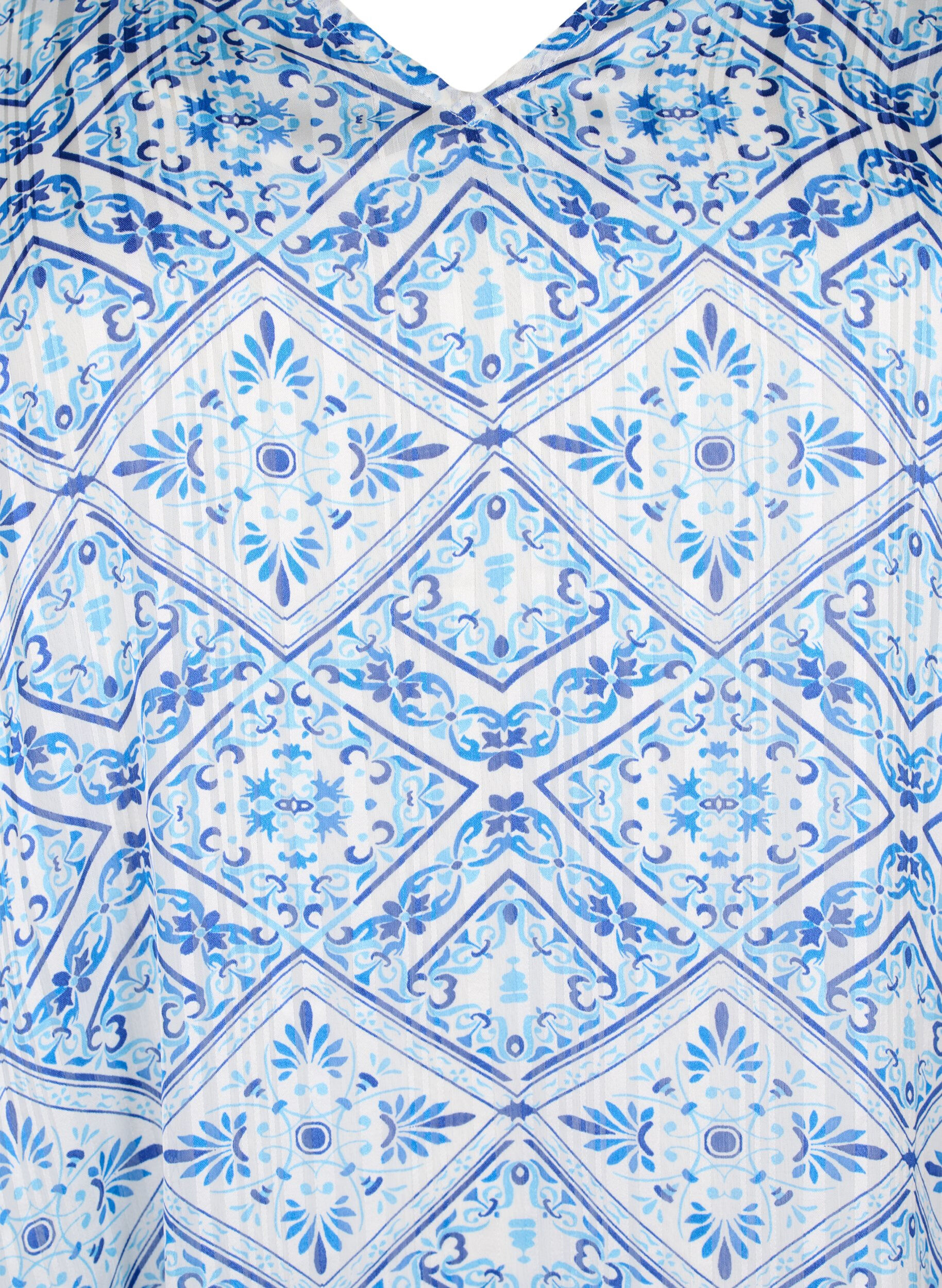 Zizzi Trykt kjole med v-utringning og 3/4-ermer, Birch Graphic AOP, Packshot image number 2