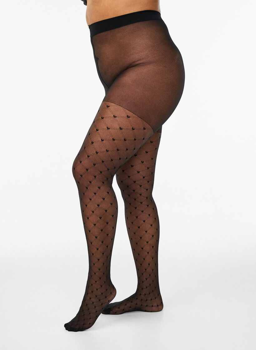 Tights i 25 denier med hjerter, Svart, Model image number 0
