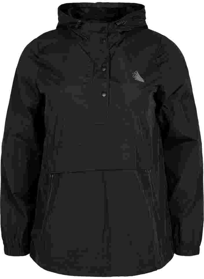 Treningsjakke med hette og lommer, Black, Packshot image number 0