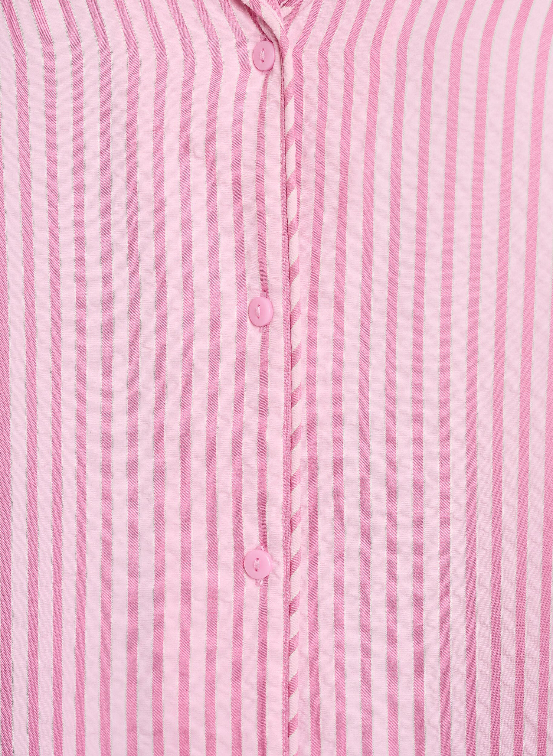 Zizzi Seersucker pyjamas-skjorte med lange ermer, Rosa, Packshot image number 2