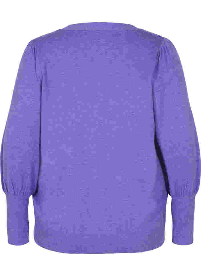Strikket cardigan med knappelukking, Purple Opulence Mel., Packshot image number 1