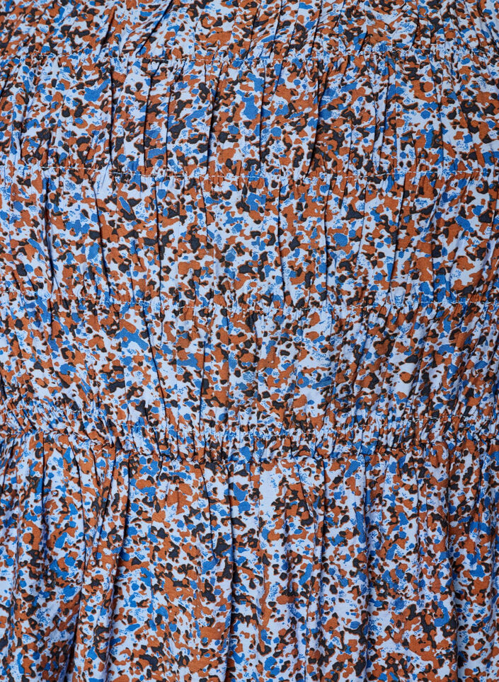 Bluse med smock og firkantet utringning, Bl&aring;, Packshot image number 2