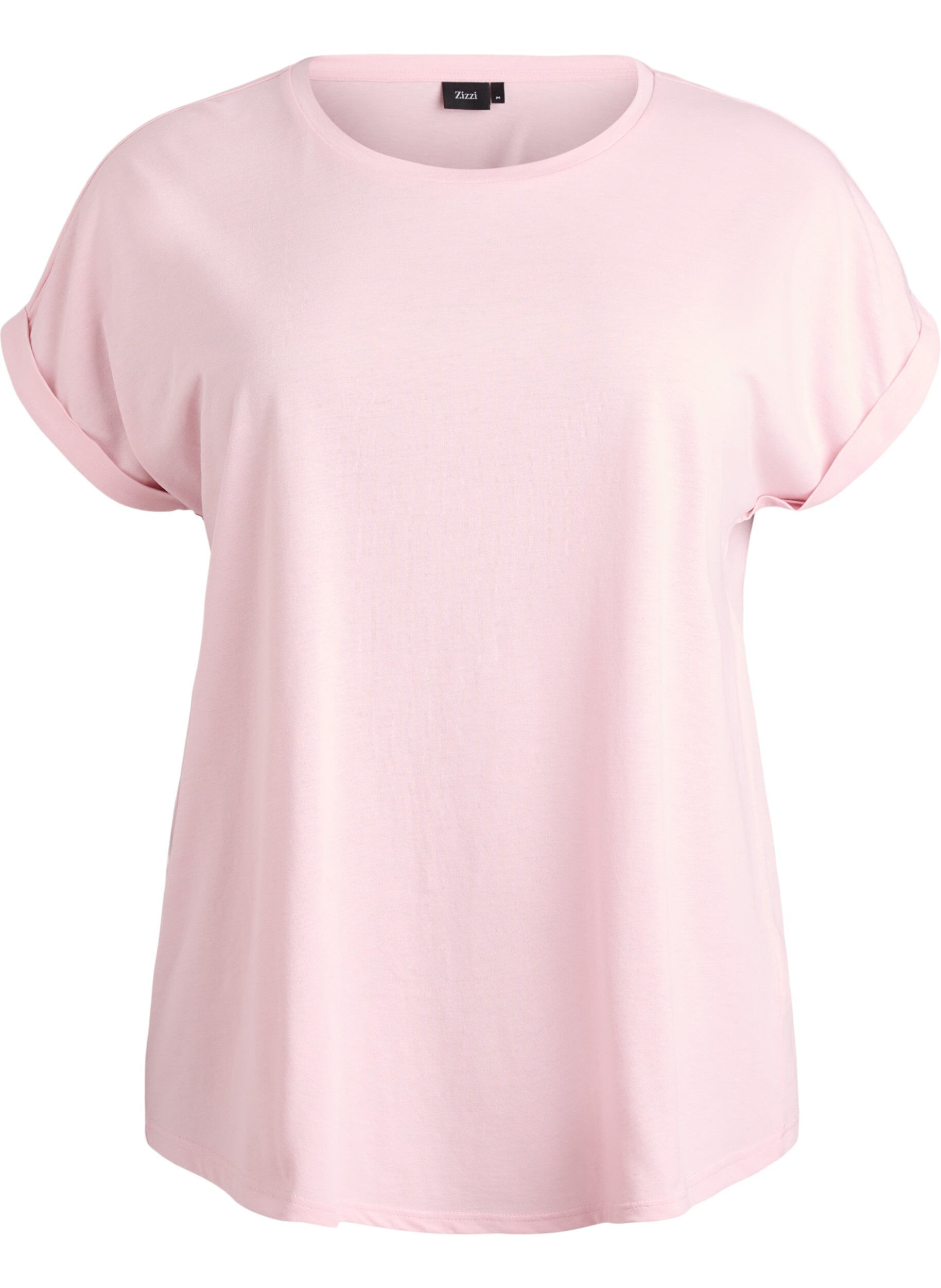 ZizziKortermet t-skjorte i bomullsblanding, Rosa, Packshot image number 0