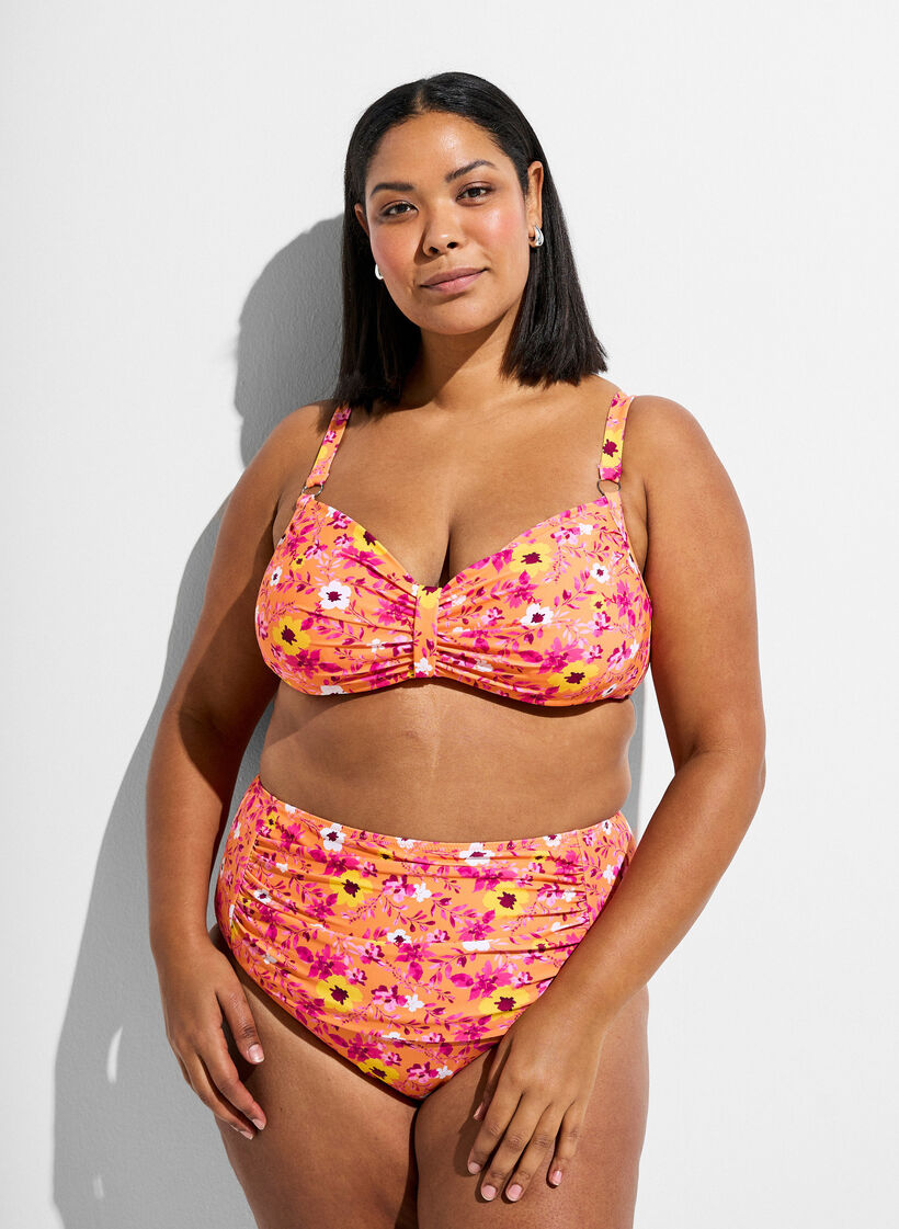 H&oslash;ytlivs bikinitruse med m&oslash;nster, Orange, Model image number 0