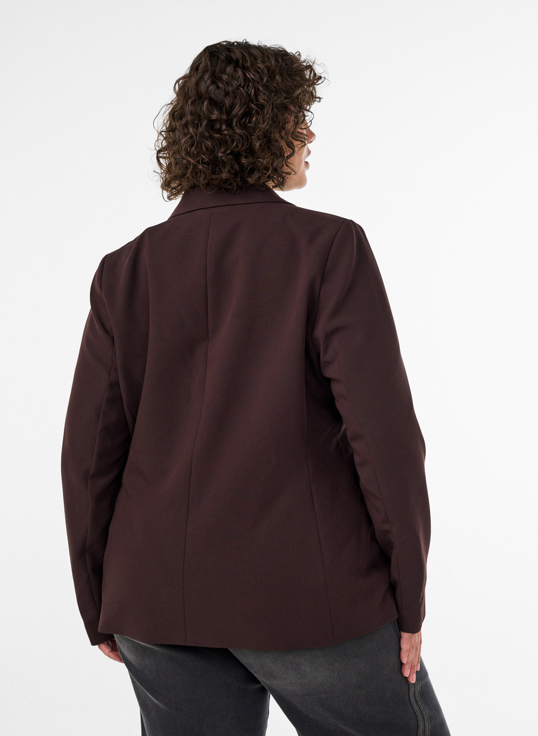 ZizziKlassisk blazer med enkel knappelukking, Brun, Model image number 2