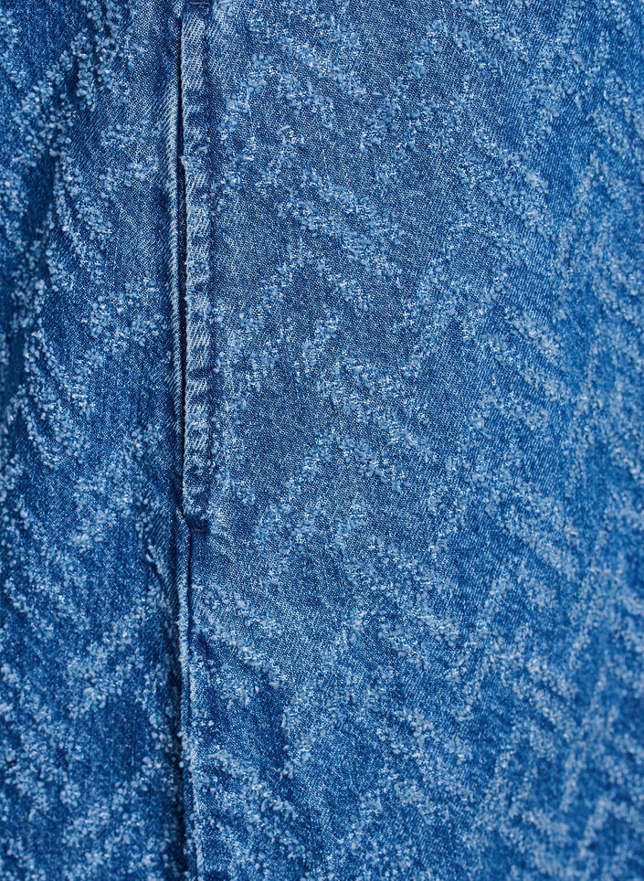 Kort denimkjole med teksturert mønster, Blue Denim ZigZag, Packshot