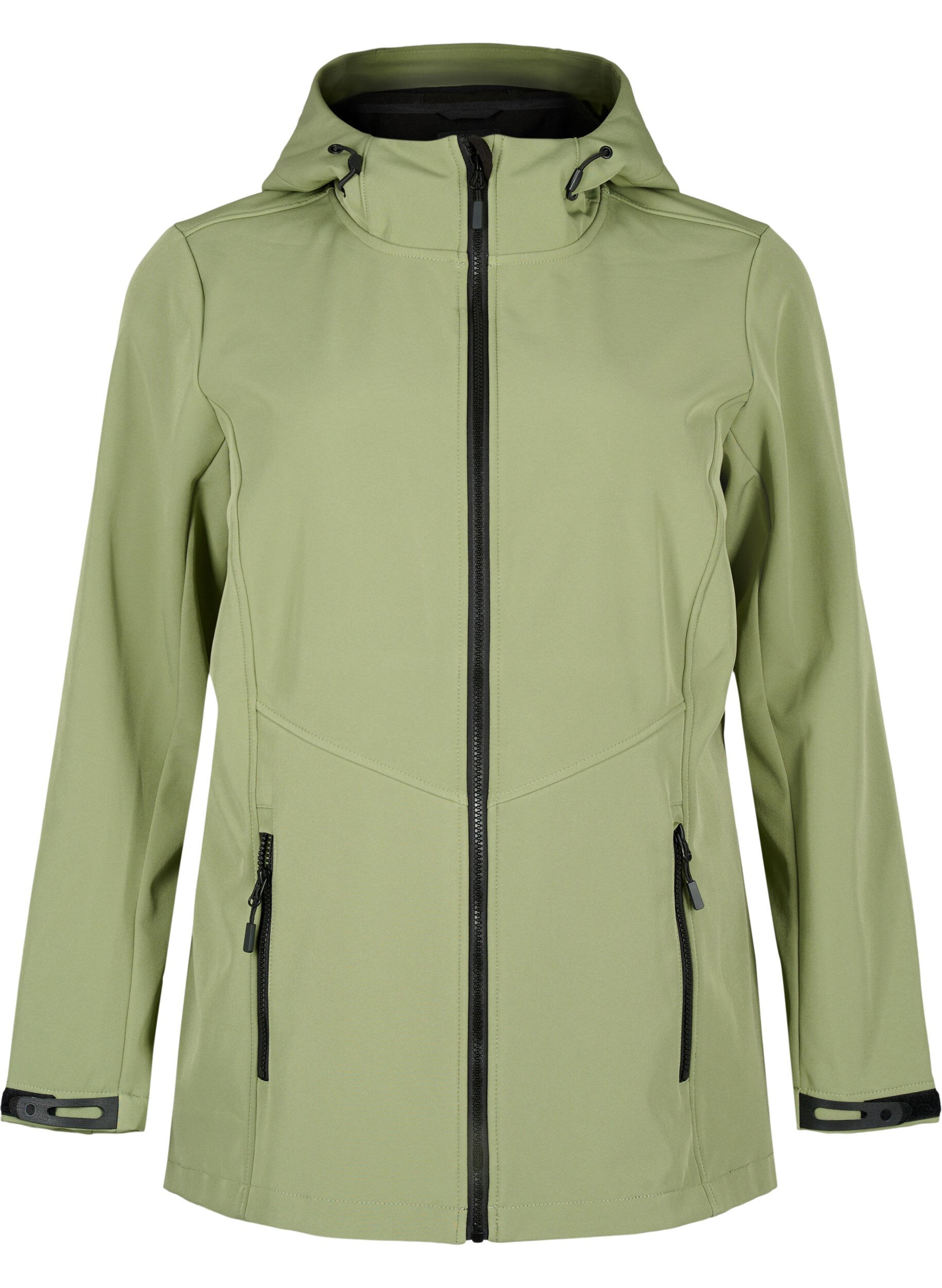 Zizzi Kort softshell-jakke med lommer, Oil Green, Packshot image number 0