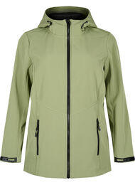Kort softshell-jakke med lommer, Oil Green, Packshot