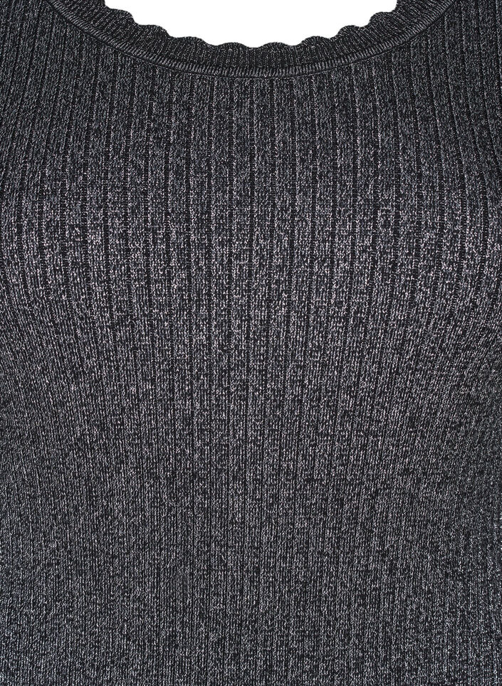 Tettsittende, strikket bluse med glittertråd, Svart, Packshot image number 2